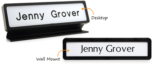 Desk name plates in traditional metal frame