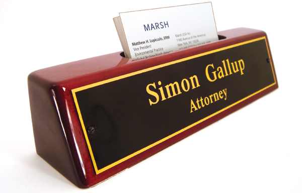 Rose Wood Nameplates And Desk Nameplates With Business Card Holder